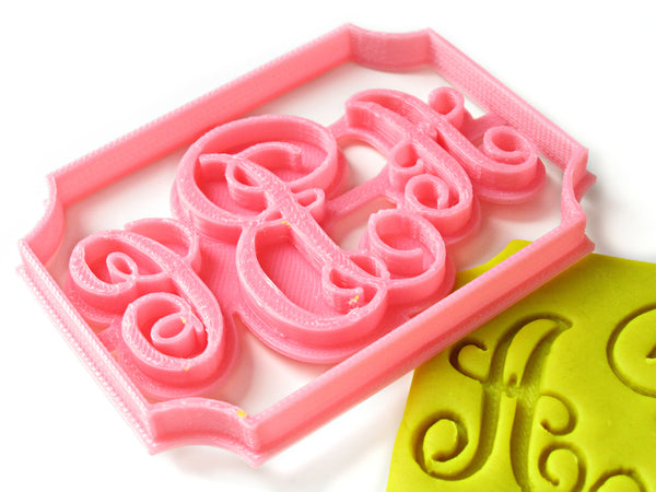 3-Letters VINE MONOGRAM Custom Cookie Cutter