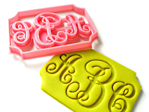 3-Letters VINE MONOGRAM Custom Cookie Cutter