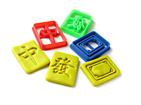 Chinese Mahjong Cookie Cutter Set - Three Dragon Honor Tiles (中發白)