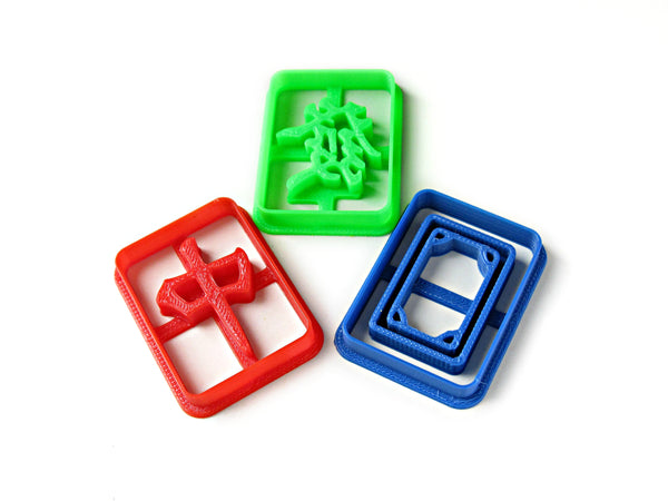 Chinese Mahjong Cookie Cutter Set - Three Dragon Honor Tiles (中發白)