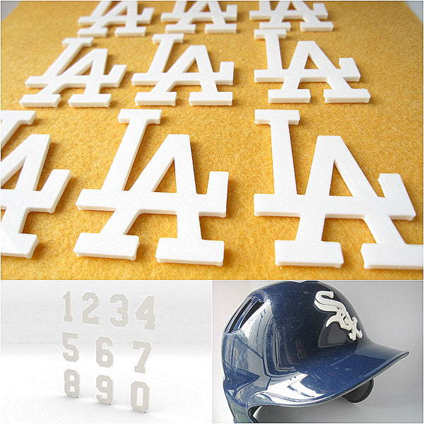 Custom made 3D Baseball Helmet Decal 9 pcs+ Set (Logos+Numbers)